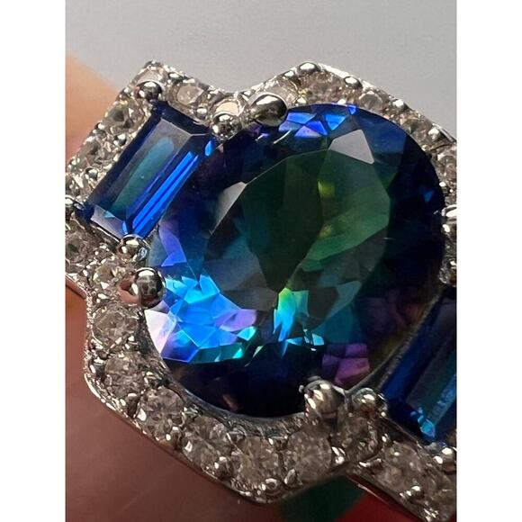 Blue Petalite Rhodium Over Sterling Silver Ring - Picture 6 of 11